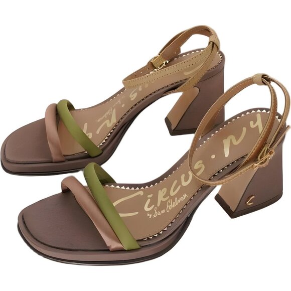 Circus by Sam Edelman Holly strappy block-heel dress sandals bronze/green 8M - Picture 2 of 6
